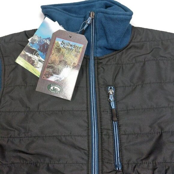 Stillwater Supply Co Mens Size M Full Zip Long Sleeve Jacket Coat Black Blue - Picture 2 of 5